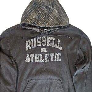 Russell Athletic Hoodie Mens‎ XL Plaid Lined Hood Pullover Sweatshirt Polyester
